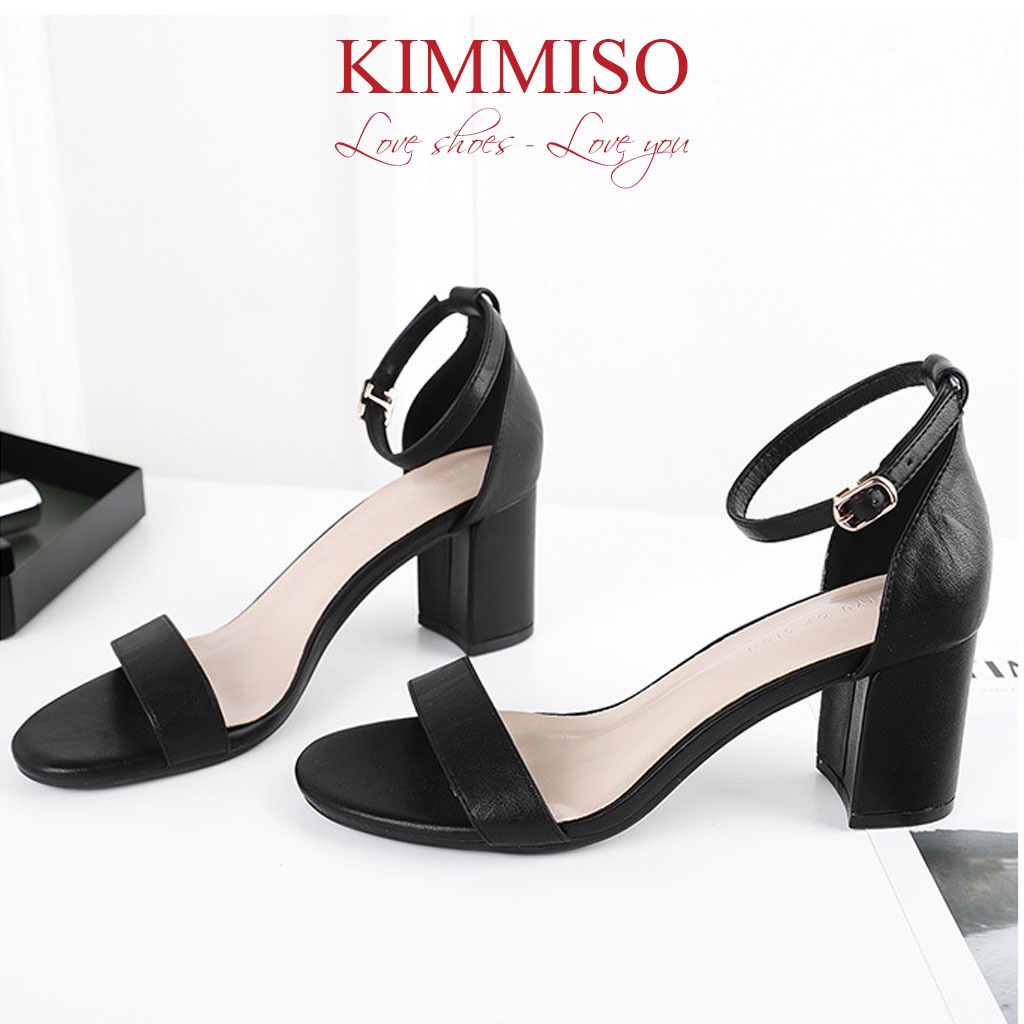 [SIÊU RẺ] Giày sandal cao gót nữ quai ngang 6cm thời trang đi làm đi chơi cực êm - Kimmiso SA501