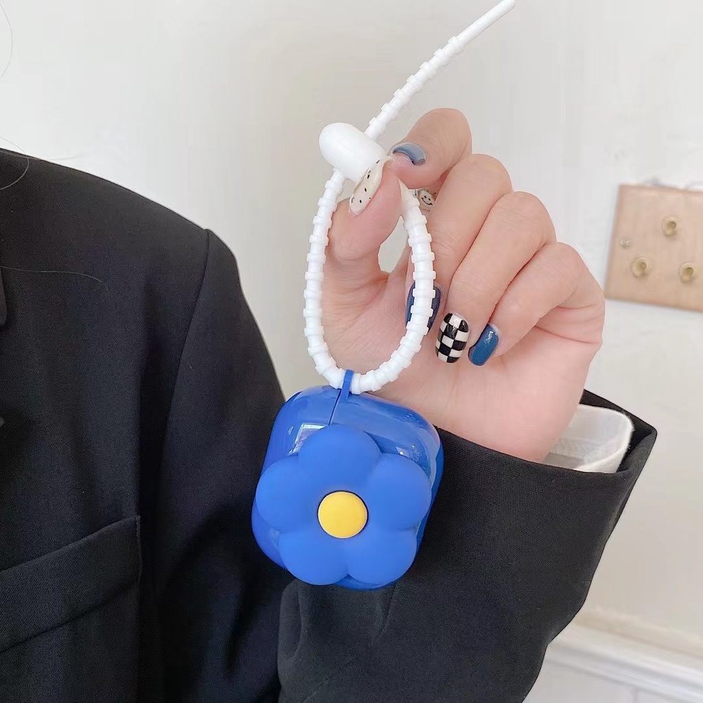 Vỏ Bảo Vệ Hộp Sạc Tai Nghe Bluetooth Airpod 1 2 3 pro Bằng tpu Mềm Họa Tiết Hoa Màu Xanh Dương Dễ Thương Mới