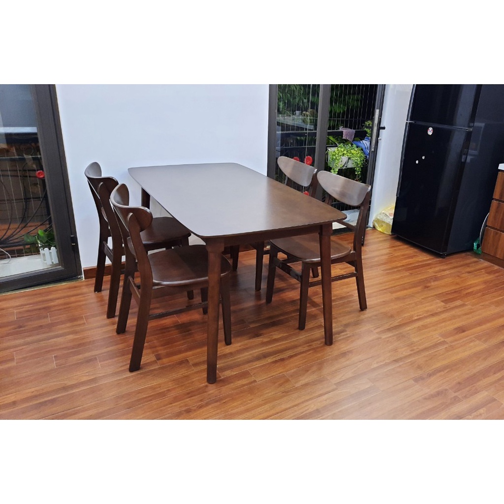 Bộ bàn ăn 4 ghế mango cao cấp mặt gỗ