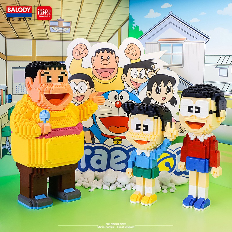 Mô hình Lắp ráp Doraemon và những người bạn – Nobita Xuka Suneo Chaien Doremi Balody Nanoblock– Hộp Cao Cấp Dunno Bricks