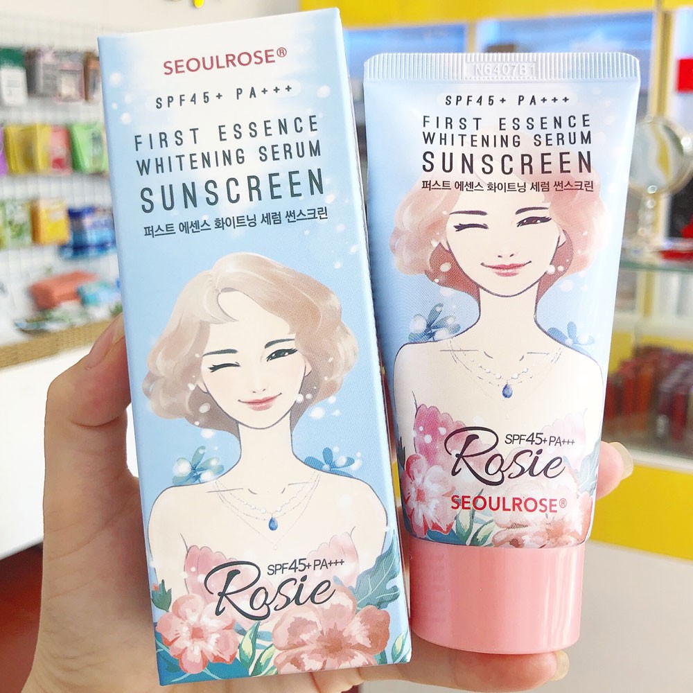 Kem Chống Nắng Seoul Rose Rosie First Essence Whitening Serum Sunscreen SPF45 PA+++