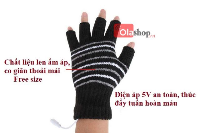 Găng tay sưởi ấm cắm cổng usb