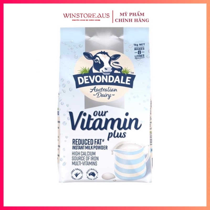 Sữa bột DEVONDALE Giảm Béo Bổ Sung VITAMIN PLUS 1kg - Sữa bột Uc