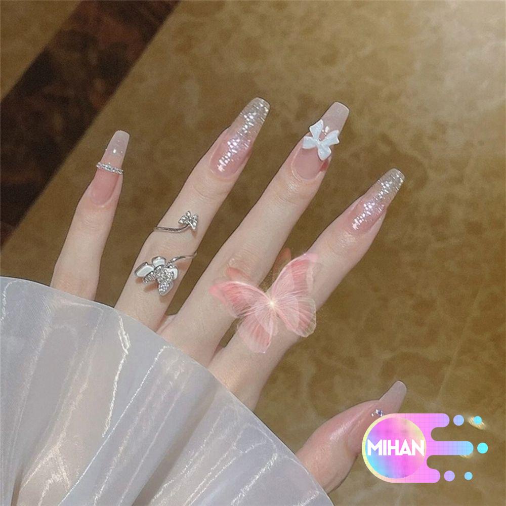 [Hàng mới về] Hộp 24 móng tay giả có thể tháo rời kèm keo dán dành cho nữ