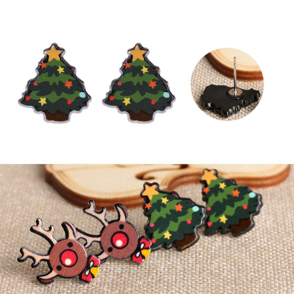 Set 5 Đôi Bông Tai Bằng Hợp Kim Không Gây Dị Ứng Hình Tuần Lộc Giáng Sinh