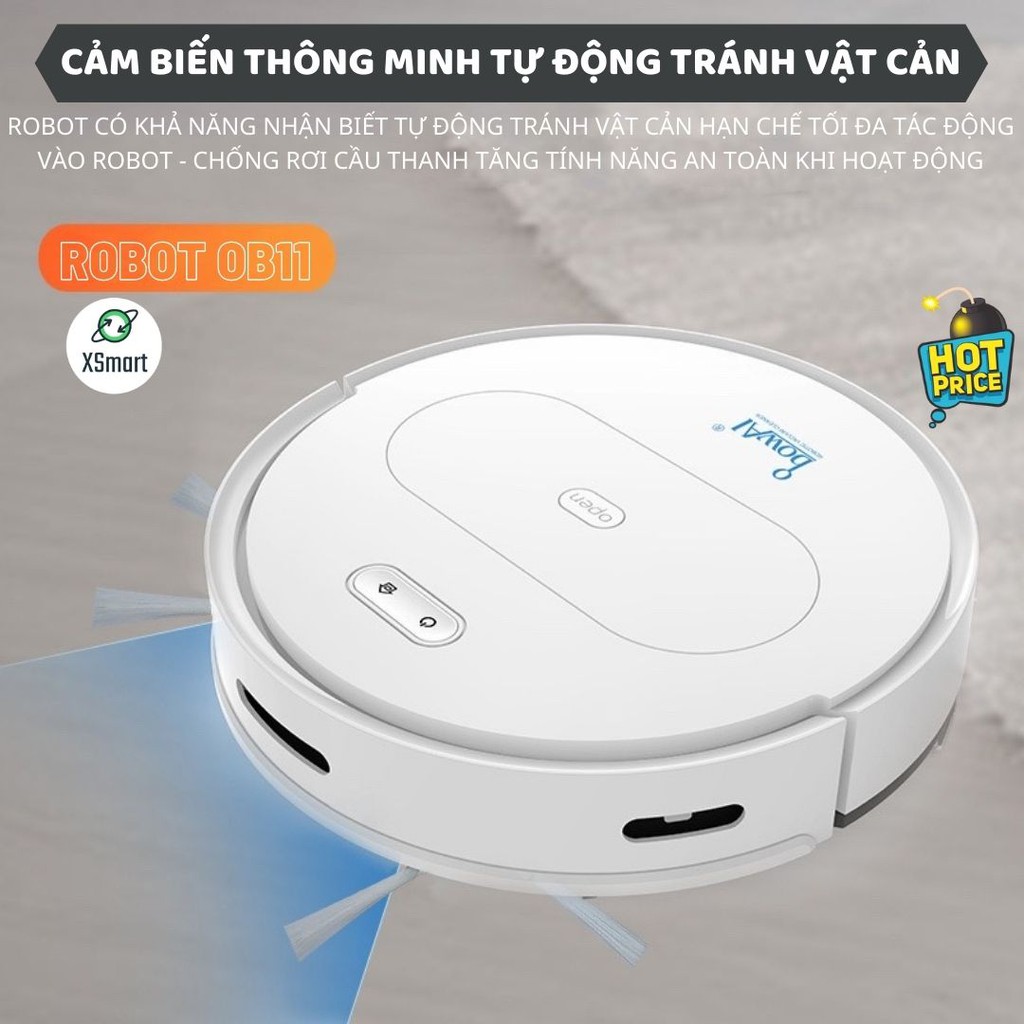 ROBOT Hút Bụi Lau Nhà Tự Động Siêu Thông Minh Bowai OB11 Premium Có App, Tự Động Sạc Pin Làm Sạch Bụi Bẩn Lông Tóc