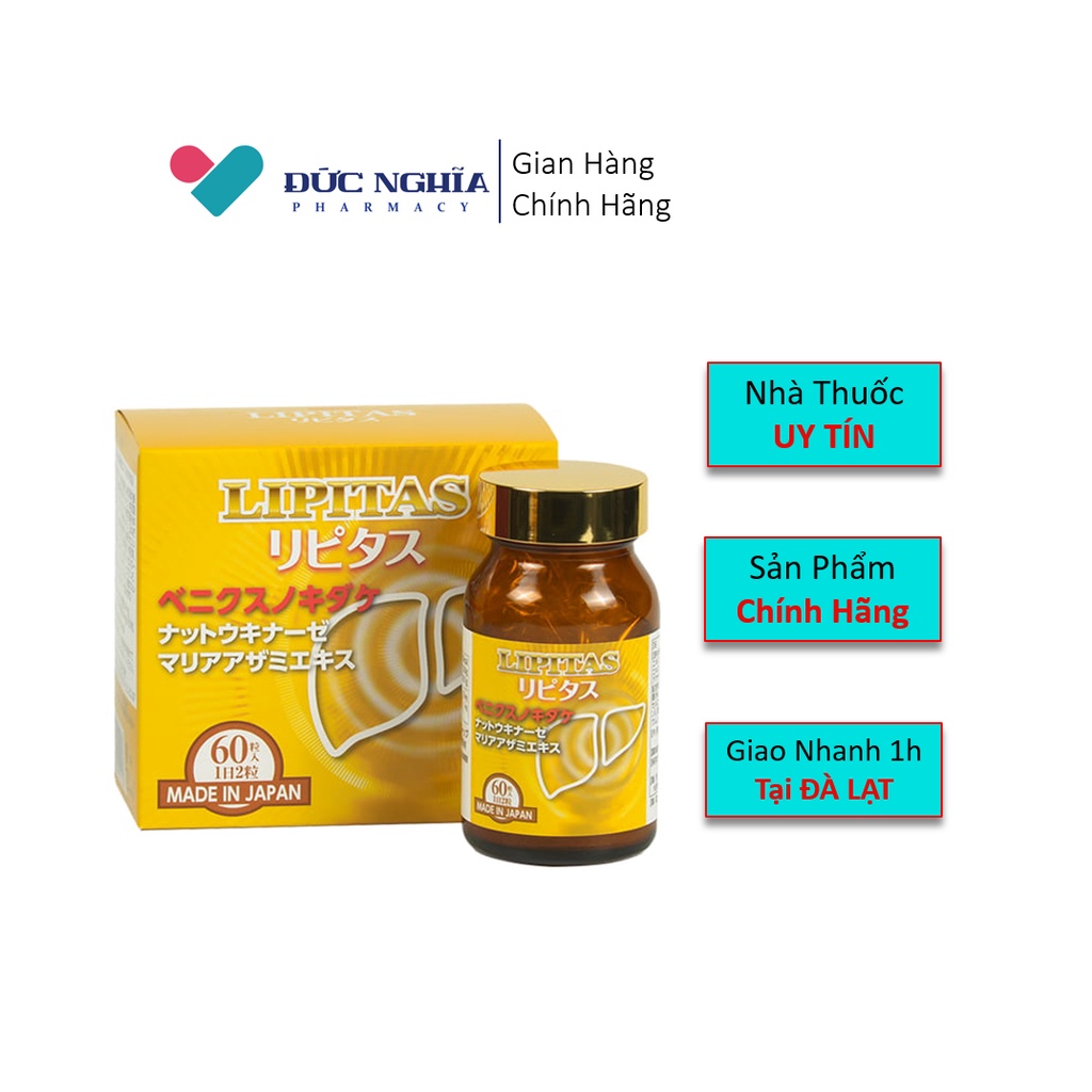 Viên Uống Lipitas Jpanwell Hỗ Trợ Giảm Mỡ Máu, Mỡ Gan, Thải Độc Gan (Hộp 60 Viên)