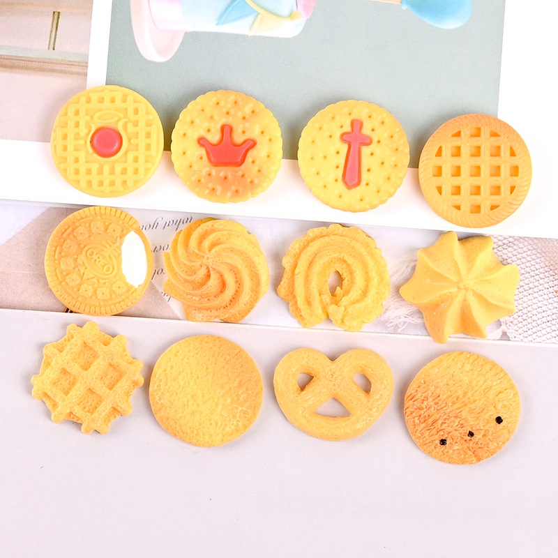 Set 10 mô hình bánh quy bằng nhựa dùng trang trí ốp điện thoại diy
