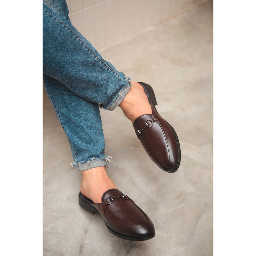 GIÀY SỤC NAM HỞ GÓT DA BÒ NGUYÊN TẤM TOROSHOES MÃ M639.1 (NÂU TRƠN)