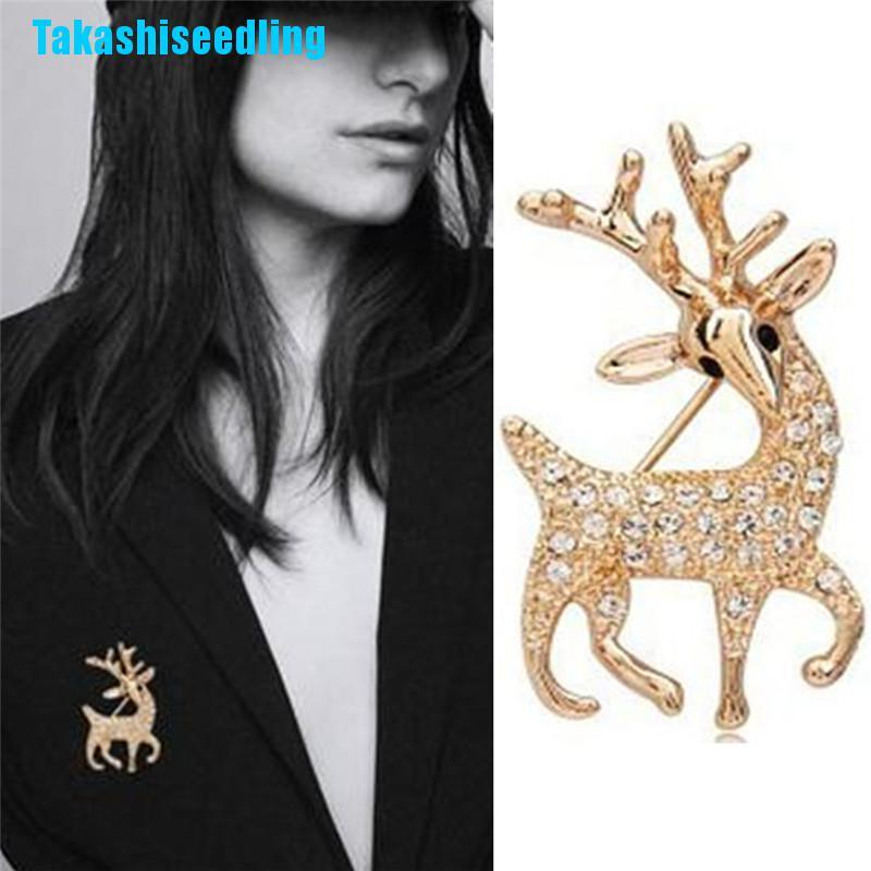 Cài áo hình hươu đính đá lấp lánh