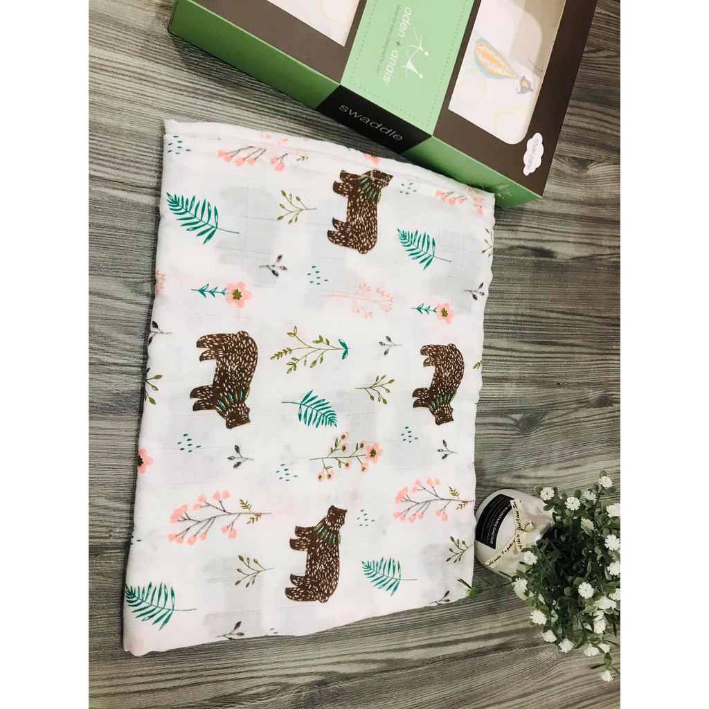 Set 2 khăn tắm sợi tre Aden &amp; Anais Swaddle cho bé