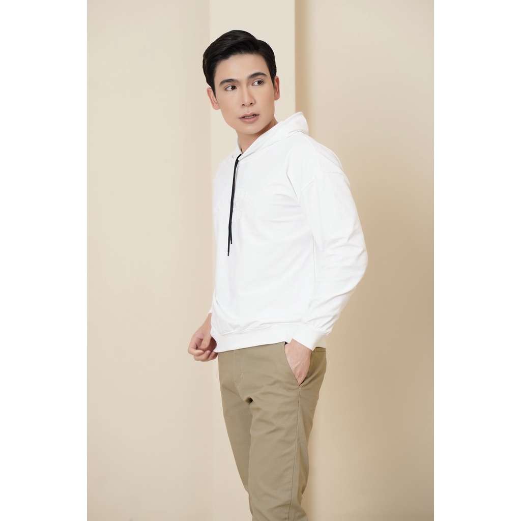 ÁO HOODIE NAM TRẮNG CHỮ NGỰC