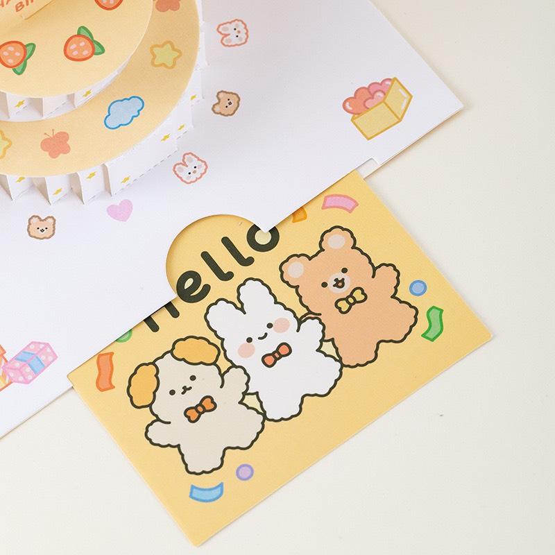 Thiệp Happy Birthday in nổi 5D hình con thú dễ thương đặc biệt tặng kèm sticker ngày sinh