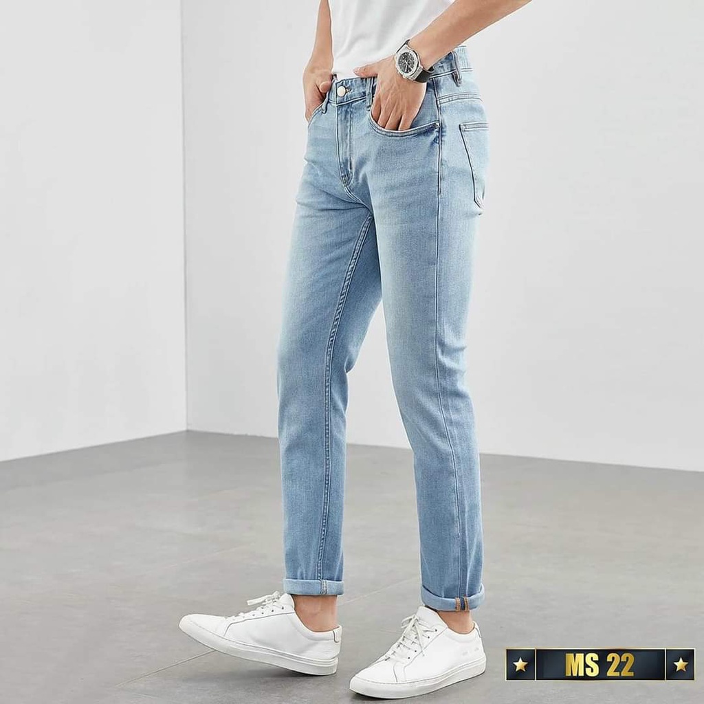 Quần jean nam xanh  không rách chất bò cao cấp co dãn 4 chiều họa tiết cực đẹp, quần rin nam QDJ022022 Nhiều mẫu mới