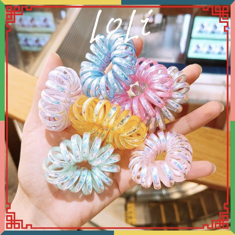 Dây cột tóc lò xo trong suốt ánh nhũ cao cấp - Loli.phukienthoitrang