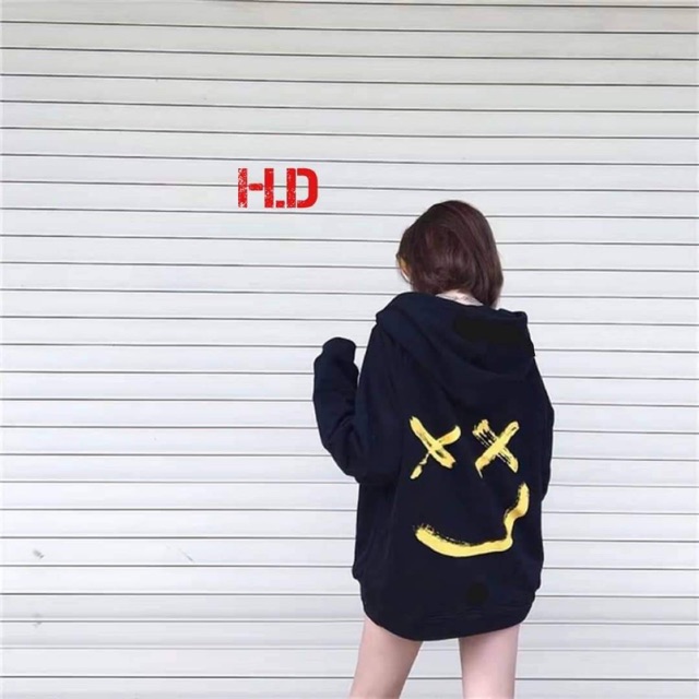 Áo hoodie mặt cười mắt X X in lưng HDA1019