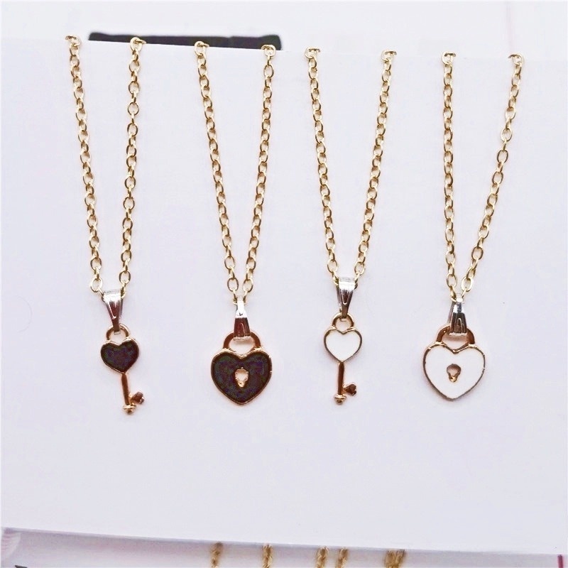 Set 2 Vòng cổ mặt ổ khóa trái tim thời trang cho cặp đôi
