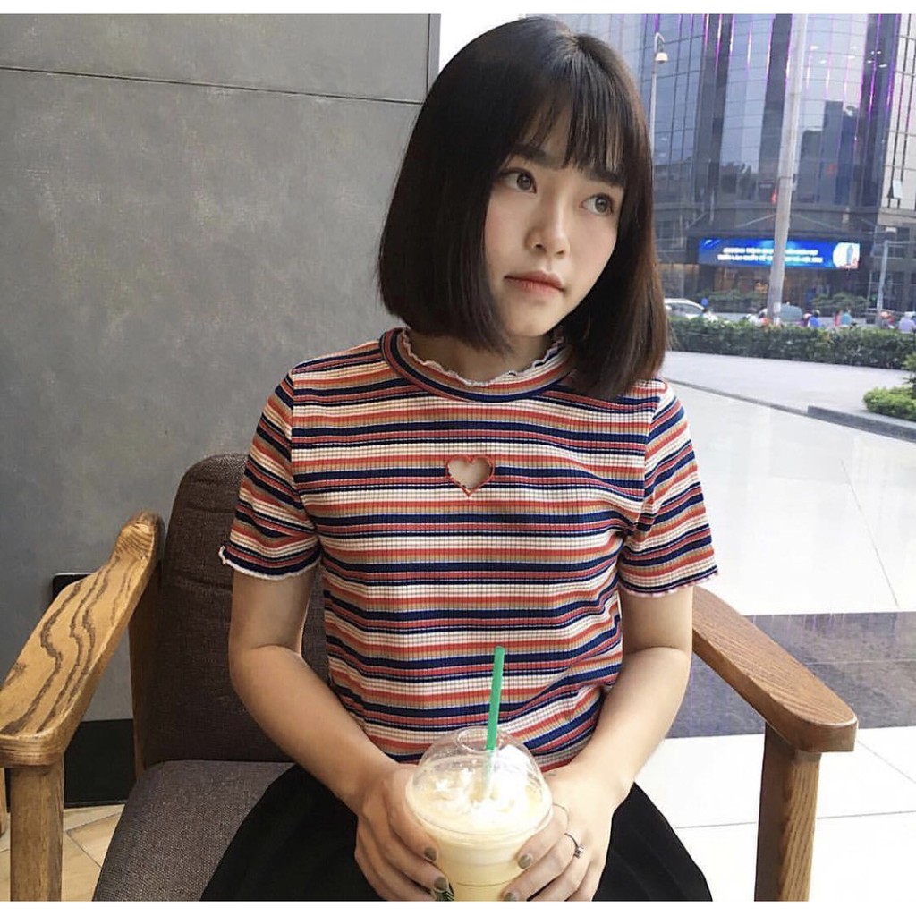 Heartee hot hit cut out tim sọc ngang màu best seller