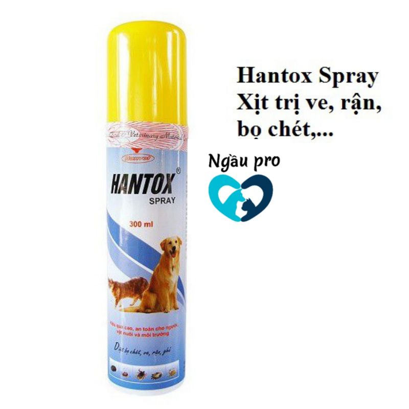 Xịt Côn Trùng diệt Ruồi Muỗi Kiến Ve Rận Ghẻ Chó Mèo HANTOX SPray 300ml