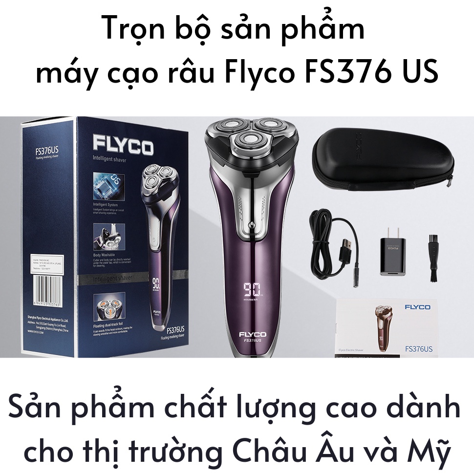 Máy cạo râu Flyco FS376US, máy cạo râu điện đa năng chất lượng cao, phiên bản Mỹ