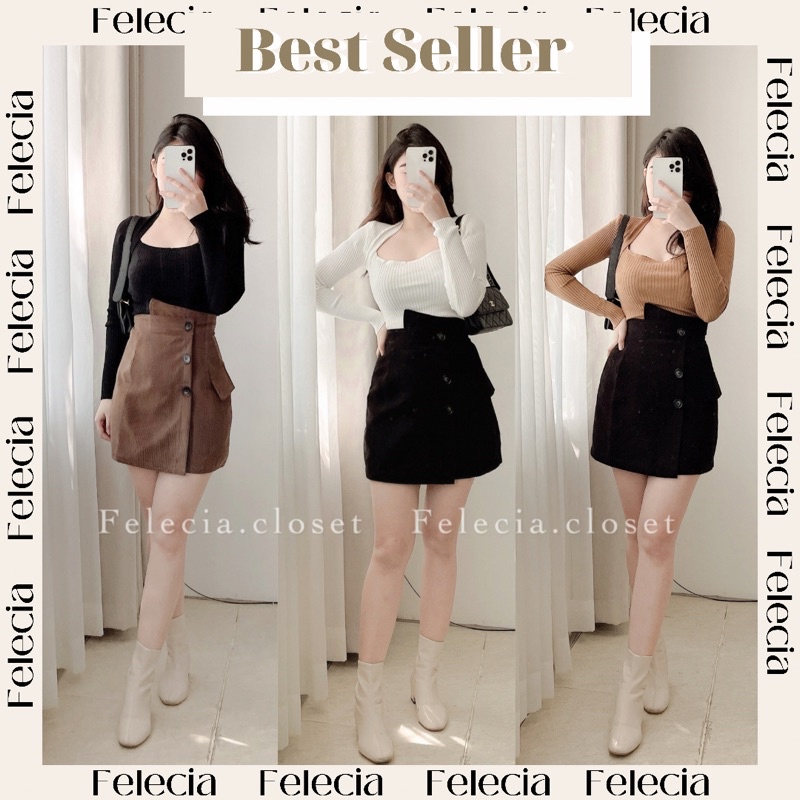 Áo len tăm cổ vuông