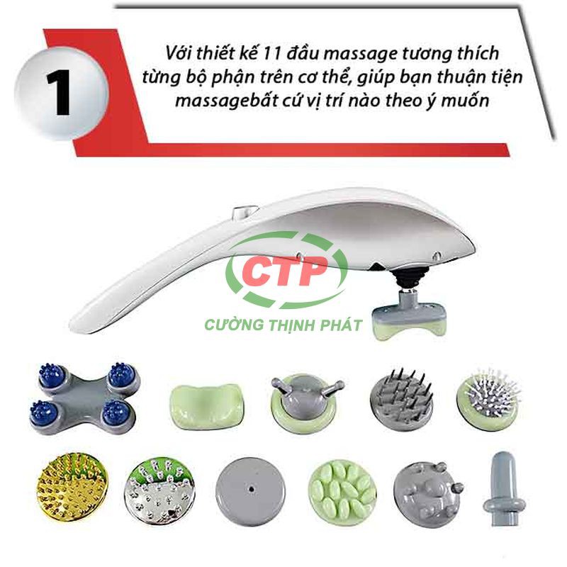 Máy massage cầm tay máy mát xa cầm tay 11 đầu hồng ngoại Luxurios loại tốt siêu bền