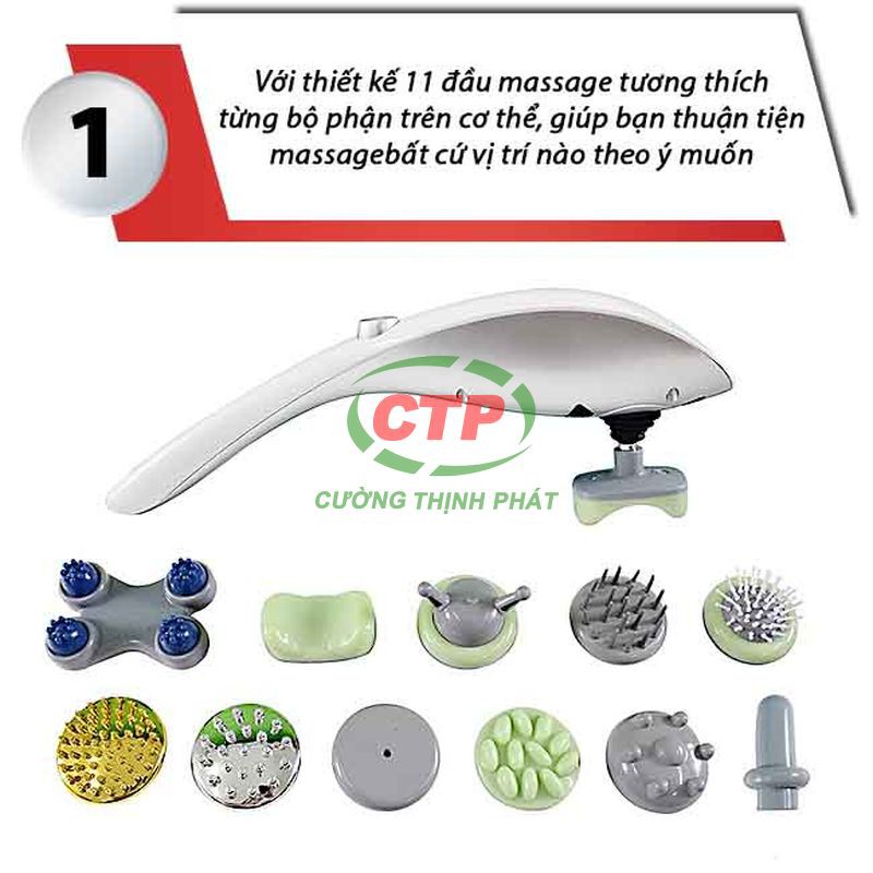 Máy massage cầm tay máy mát xa cầm tay 11 đầu hồng ngoại Luxurios