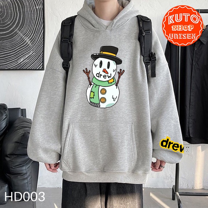 ÁO HOODIE DREW Người Tuyết - Nỉ Bông Cao Cấp In Pet Dày Dặn - Full Size Full Màu