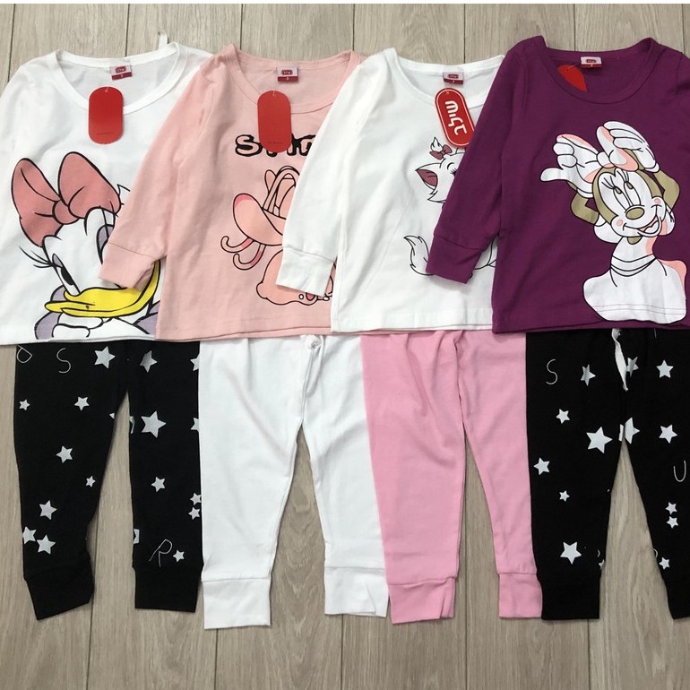 Bộ dài tay bé gái - Set bộ Muji chất cotton cho bé gái size 2-6t