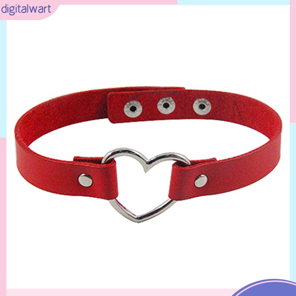 Vòng cổ choker da nhân tạo mặt trái tim kim loại phong cách Gothic trẻ trung cá tính dành cho nữ