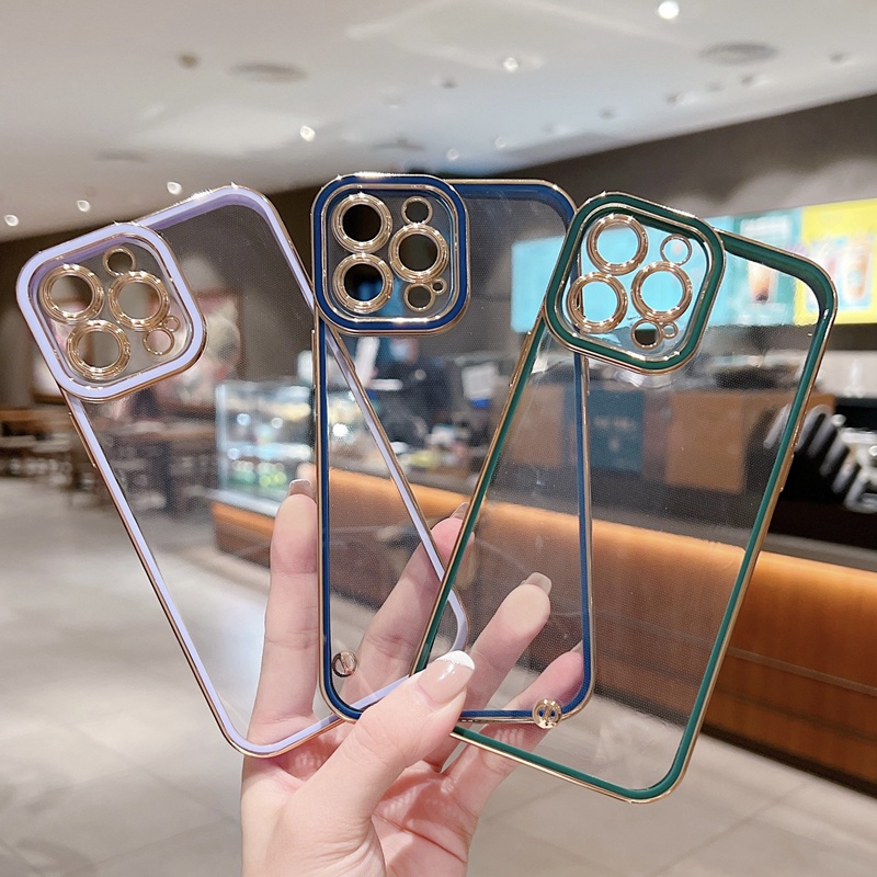 Ốp Điện Thoại Trong Suốt Mạ Điện Cho Vivo Y22s Y35 Y22 Y16 Y02s Y77 V23 V23E Y73 V21E Y50 Y30 Y30i Y17 Y12 Y15 T1X Y91 Y93 Y95