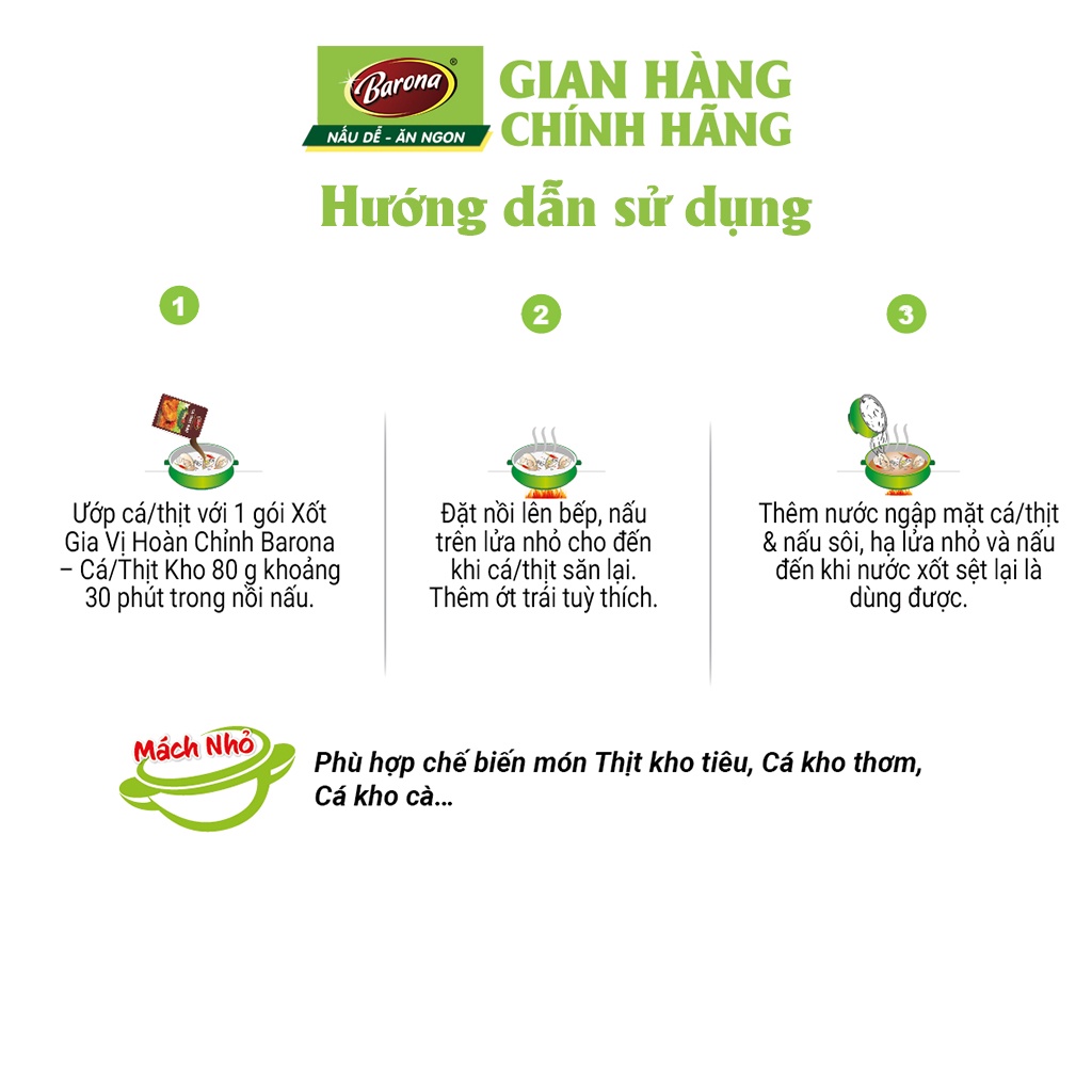 Xốt Gia Vị Hoàn Chỉnh BARONA Cá/Thịt Kho 80g