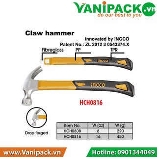 Búa nhổ đinh Ingco HCH0816 450g