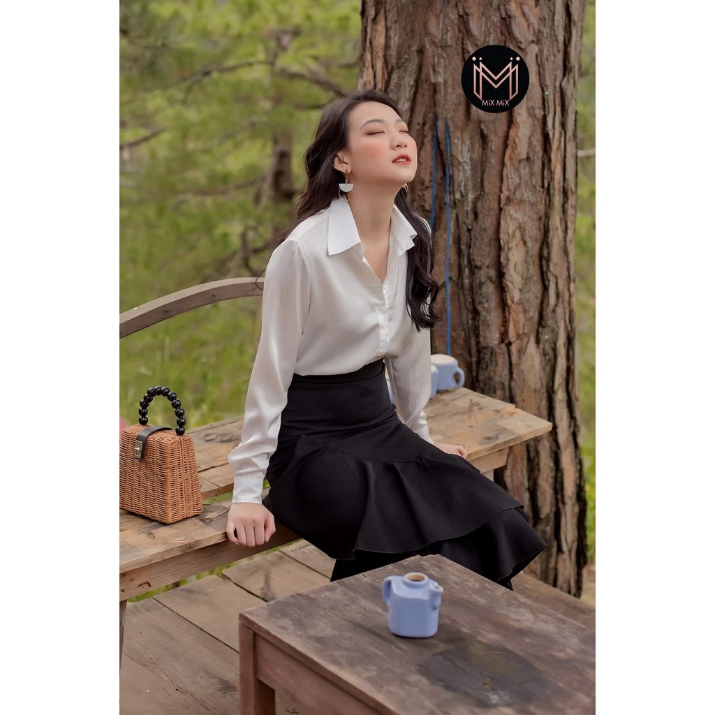 Áo sơ mi nữ công sở cao cấp kiểu Hàn Quốc trơn tay dài màu Trắng+ Đen +Xám+ Xanh+Nâu GLORIA SHOP SM-02 - HÀNG MỚI VỀ