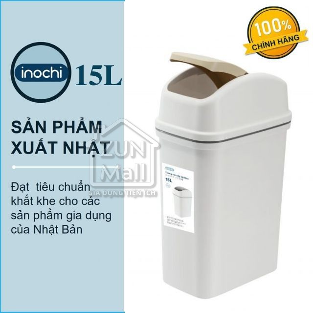 Thùng Rác Nhựa Cao Cấp Nắp Lật 15 Lít Inochi Nhật Bản - Phù Hợp Với Không Gian Sống Hiện Đại