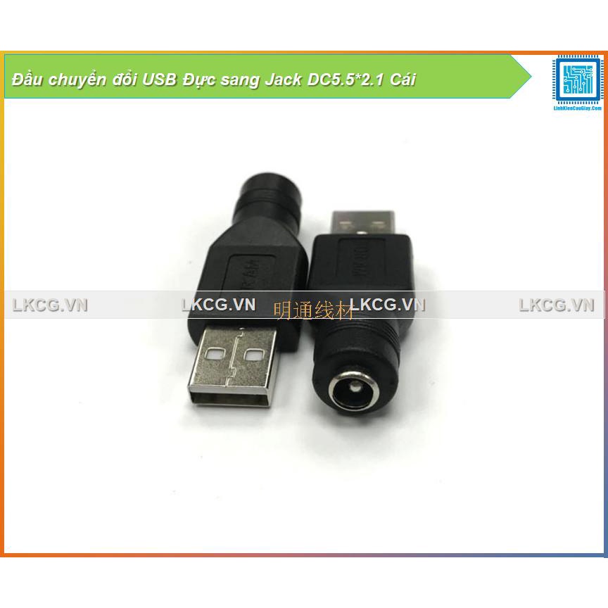 Đầu chuyển đổi USB Đực sang Jack DC5.5*2.1 Cái