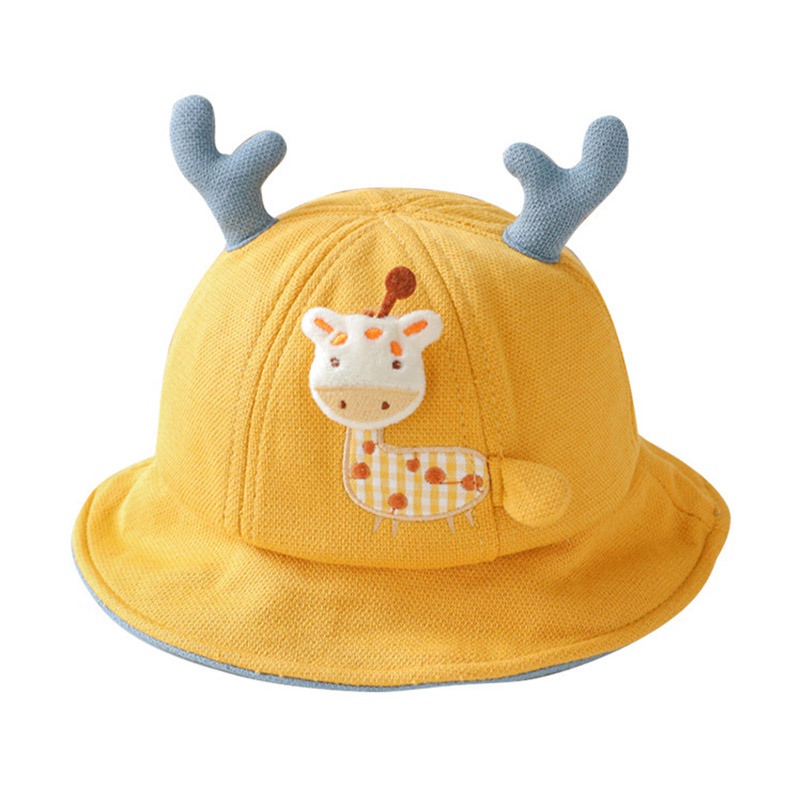 Nón Bucket Màu Trơn Trang Trí Tai Gấu Dễ Thương Thời Trang Xuân Hè Cho Bé Sơ Sinh