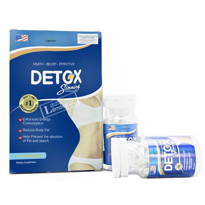 DETOX VIÊN UỐNG GIẢM CÂN HỘP 42 VIÊN (2 LỌ NHỎ BÊN TRONG MỖI LỌ 21 VIÊN)
