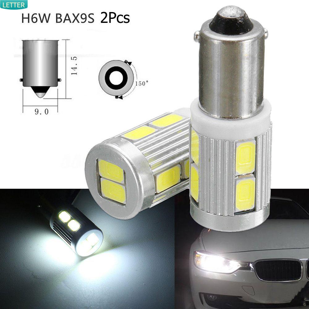 Set 2 Bóng Đèn LED DC 12V BAX9S H6W 10 SMD Ánh Sáng Trắng Dành Cho Ô Tô