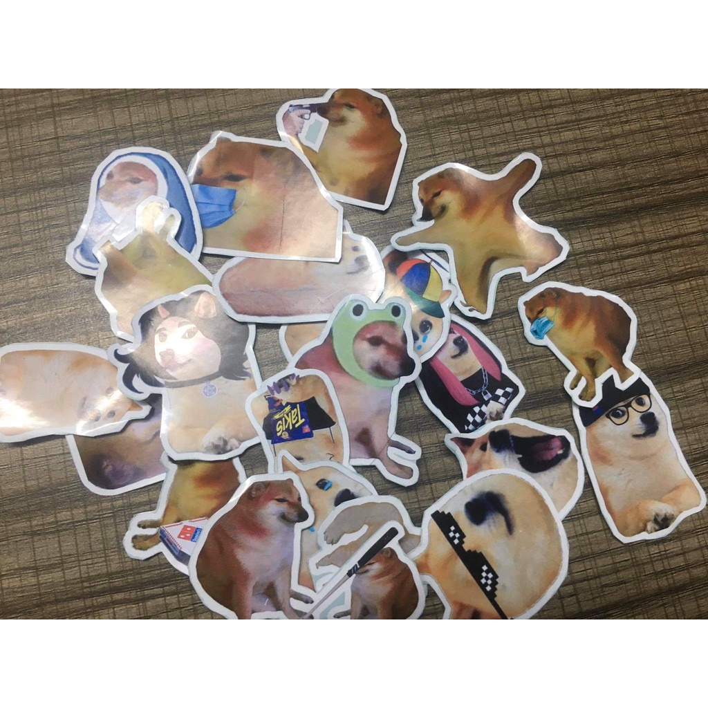 - Combo Set 10/15/30 Sticker Chú chó cheems hình dán trang trí vali, điện thoại..siêu đẹp