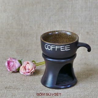 Bộ chân đốt nến và cốc uống cafe - Gốm Bát Tràng