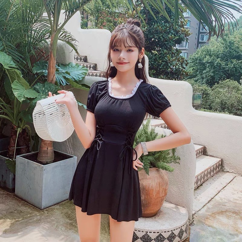 [Có sẵn] ĐẦM BIKNI rút eo tay ngắn phối ren kín đáo - ORRIN CLOSET | BigBuy360 - bigbuy360.vn