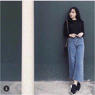 Quần Cullotes jean lưng cao