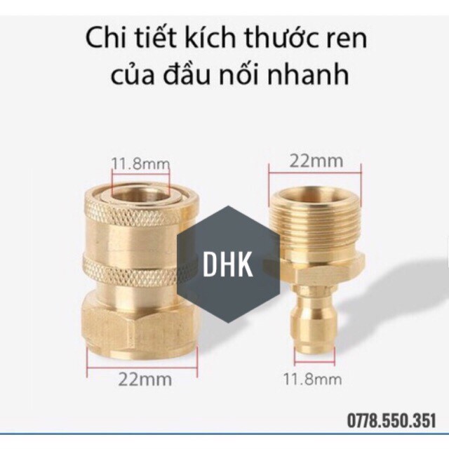 Bộ nối nhanh ren 22mm dùng cho máy rửa xe cao áp