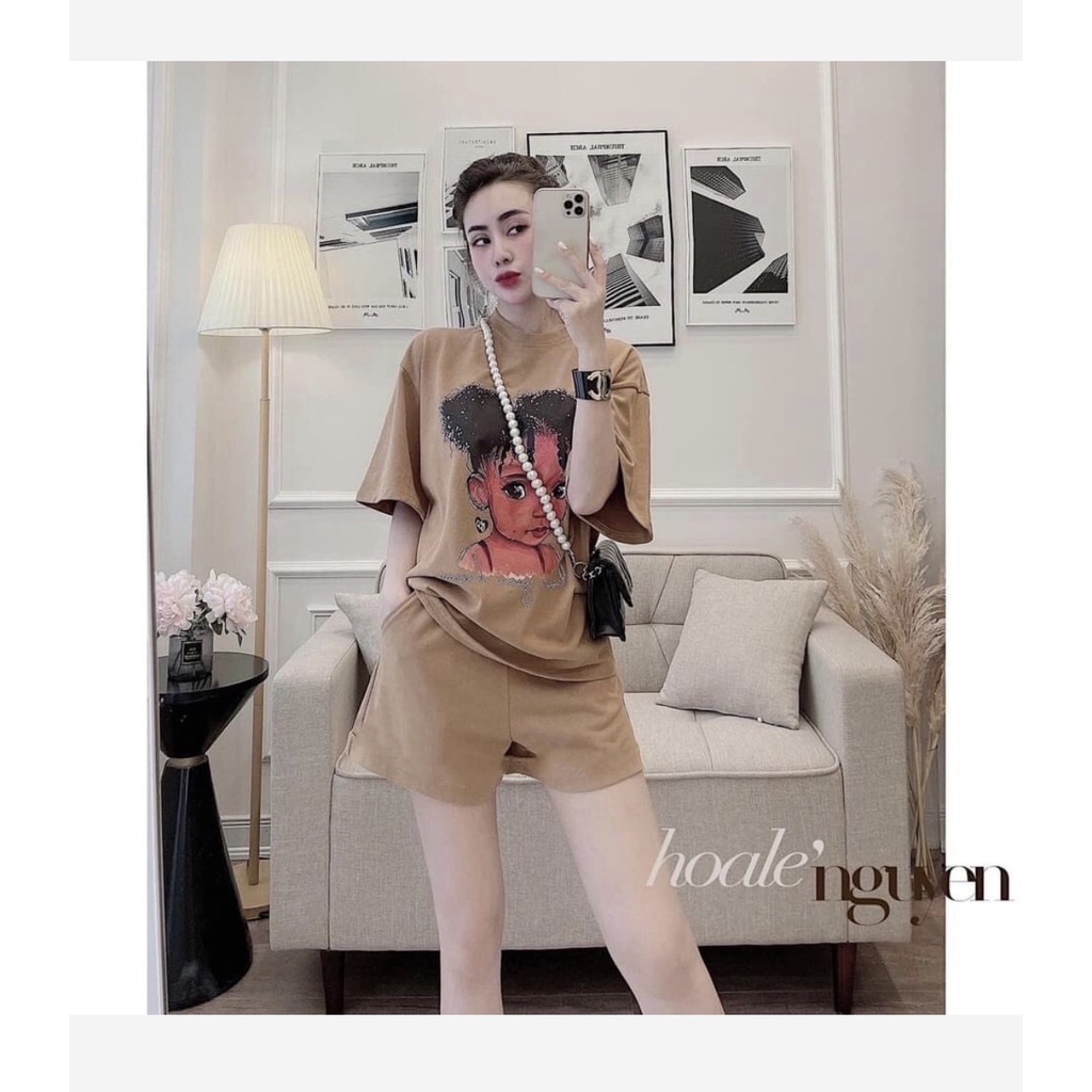 Set Bộ Cotton Đùi In Hình Cô Gái Nhí Nhảnh - SBN_112