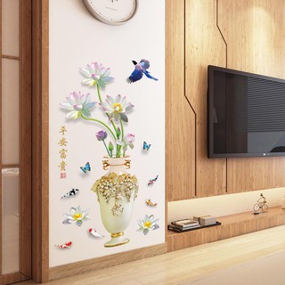 Decal dán tường Bình hoa sen trắng