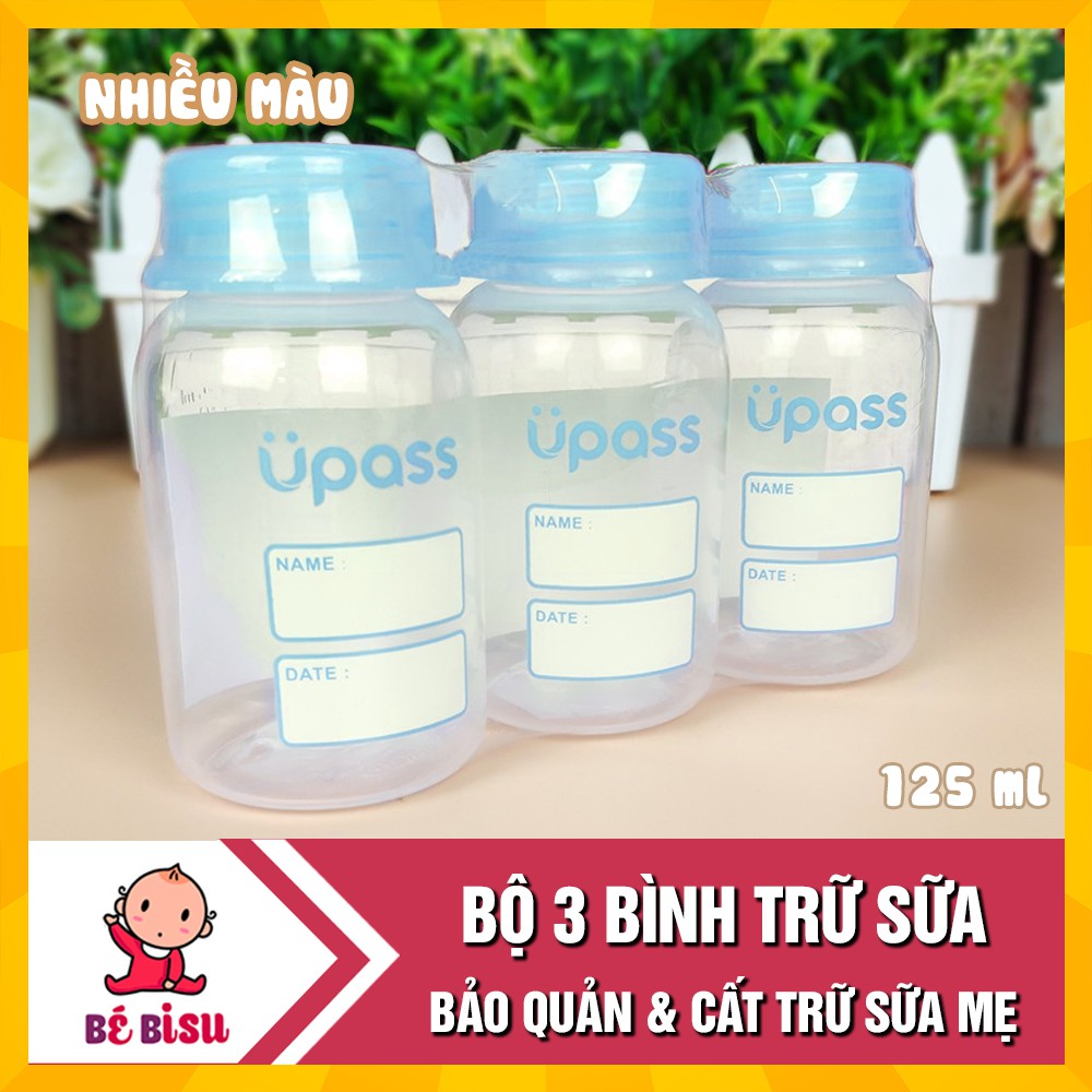 Bộ 3 Bình trữ sữa UPASS (không hộp) 125ml/b UP0101W cất trữ tiện lợi