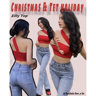 Áo Croptop mặc 3 kiểu màu đỏ