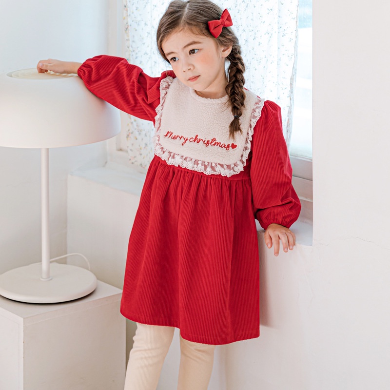 Váy bé gái Hàn Quốc Bebezoo dài tay _ Red Merry Christmas