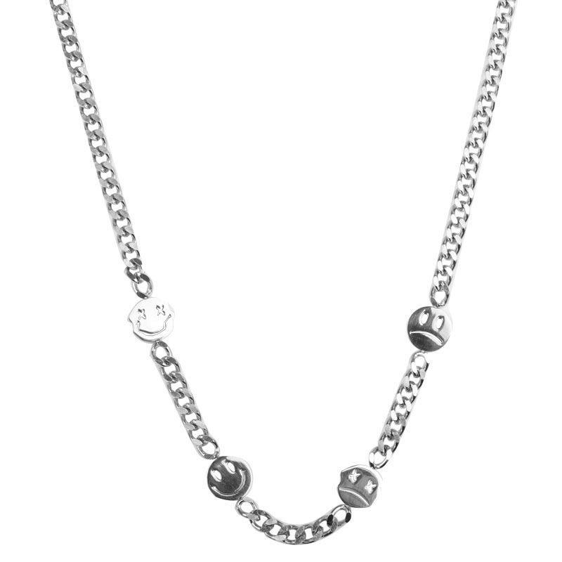 Dây Chuyền Thép Titan Mặt Cười Phong Cách Hip Hop Thời Trang Đường Phố 22158